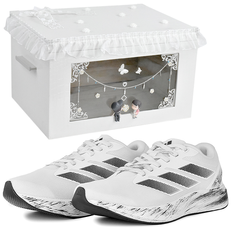 Adidas Дурамо RC Беговые кроссовки Унисекс Низкие Черно-белые Облачная Тень Простой стиль Коробка 3, цвет Cloud Shadow Plain Style Box 3