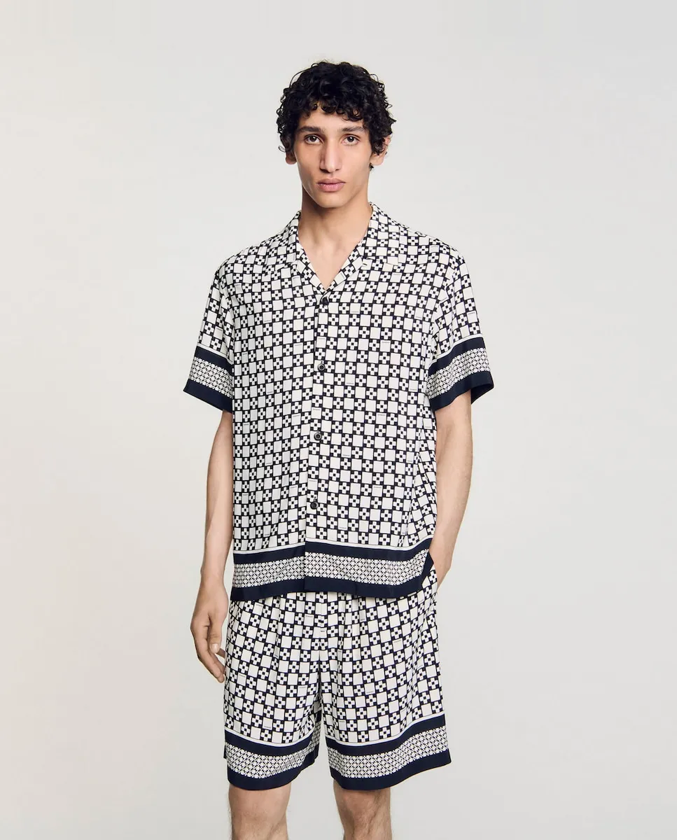 Мужская рубашка свободного кроя с принтом "Квадратный крест" Sandro, черный
Мужская рубашка свободного кроя с принтом "Квадратный крест" Sandro, черный