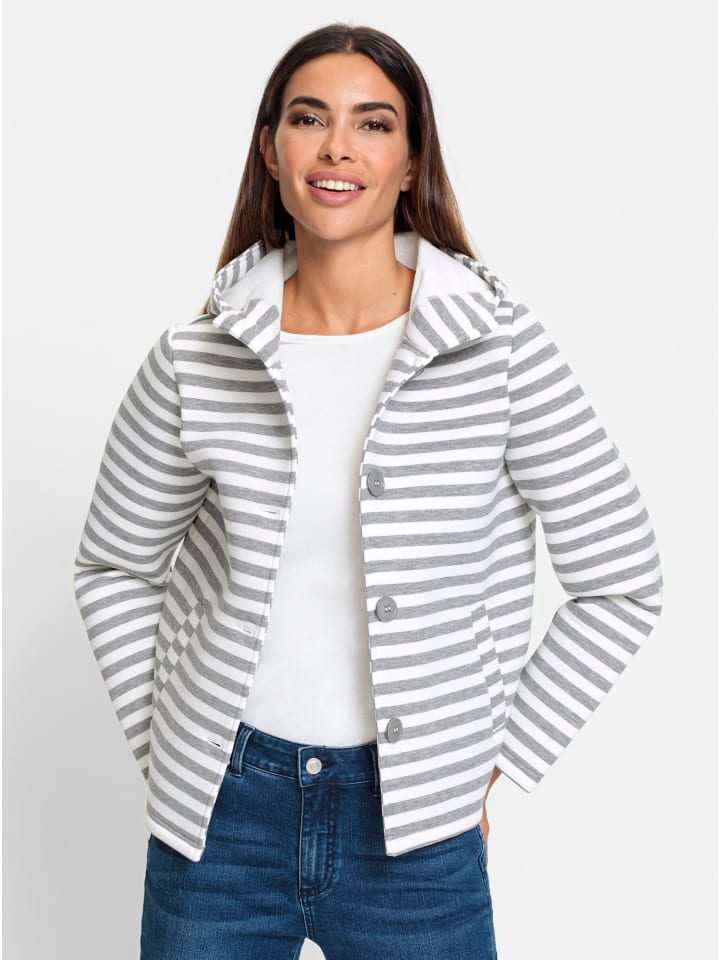 Толстовка каменно-серого цвета с полосками цвета экрю Heine
Толстовка каменно-серого цвета с полосками цвета экрю Heine