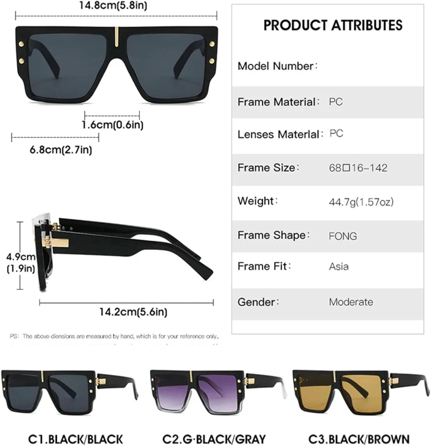 Роскошные солнцезащитные очки с плоской верхней частью для женщин и мужчин, винтажные, увеличенного размера, популярные, с заклепками TVTBBVV, Green Blue Yellow
Роскошные солнцезащитные очки с плоской верхней частью для женщин и мужчин, винтажные, увеличенного размера, популярные, с заклепками TVTBBVV, Green Blue Yellow