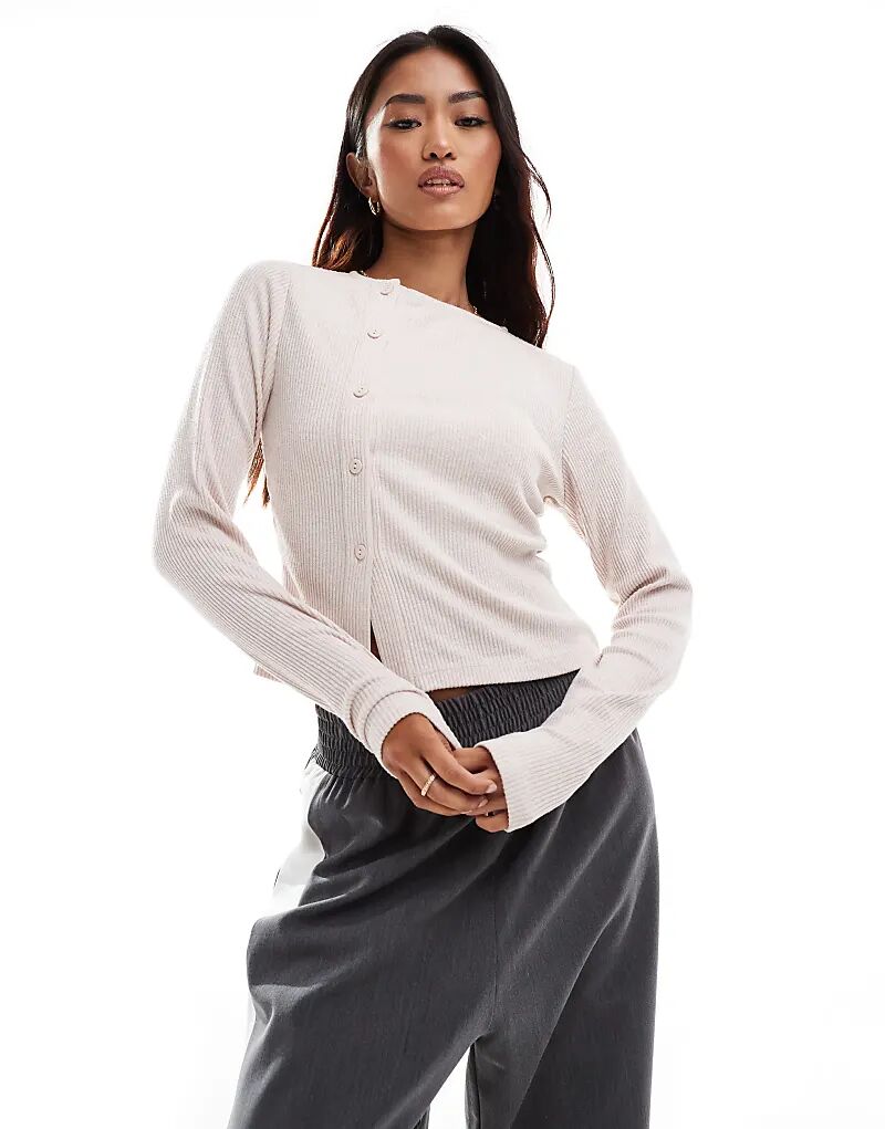 Асимметричный кардиган ASOS DESIGN с начесом розового цвета 
Асимметричный кардиган ASOS DESIGN с начесом розового цвета