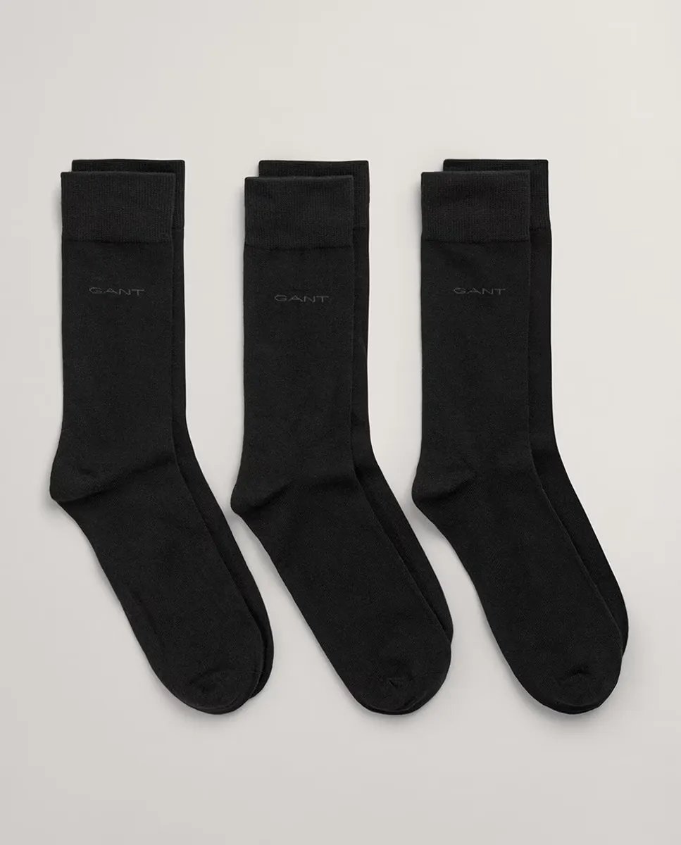 Комплект из трех пар мужских мягких хлопковых носков Gant, черный 
Комплект из трех пар мужских мягких хлопковых носков Gant, черный