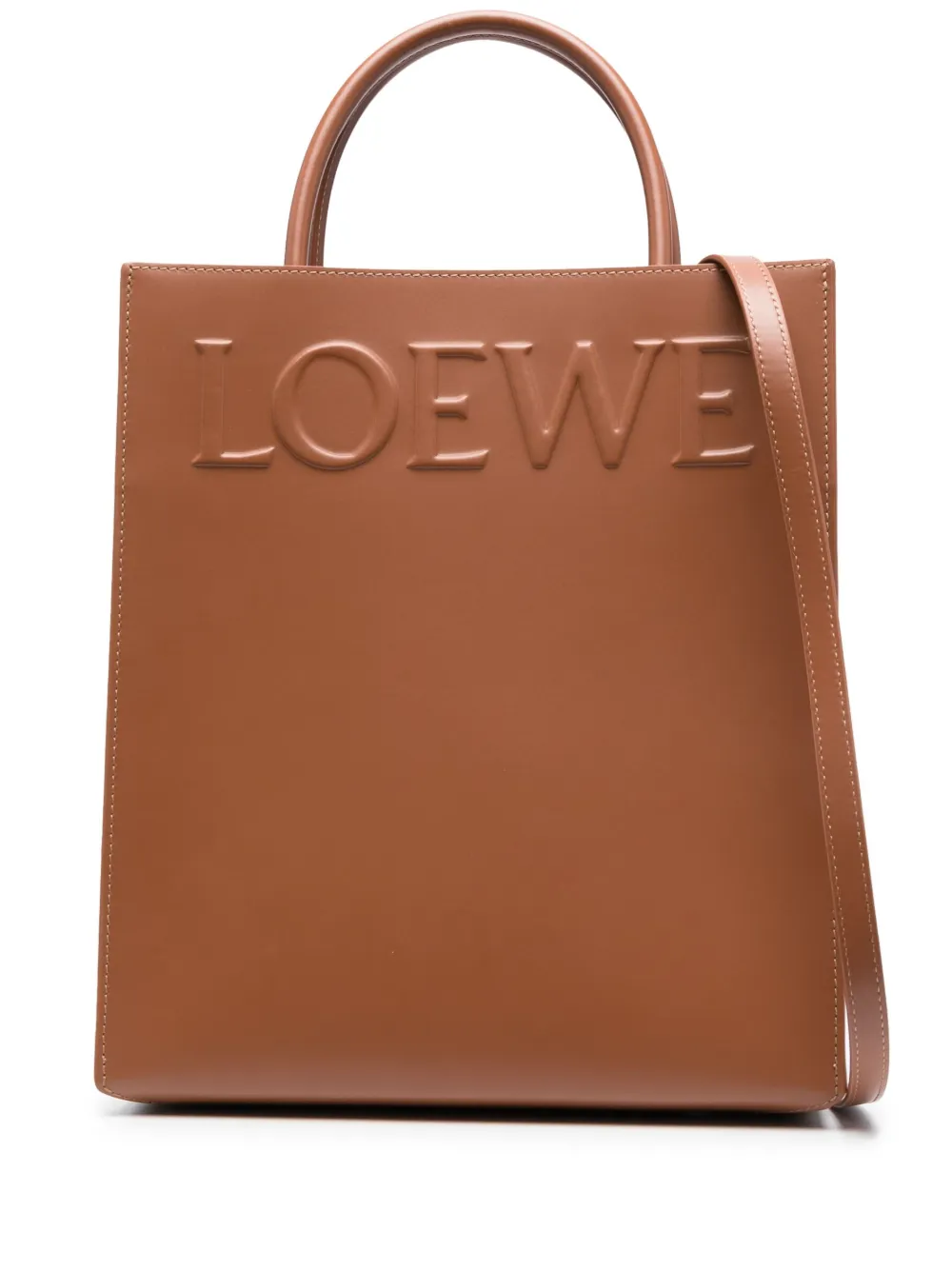 Сумка-тоут с тисненым логотипом LOEWE, коричневый
Сумка-тоут с тисненым логотипом LOEWE, коричневый