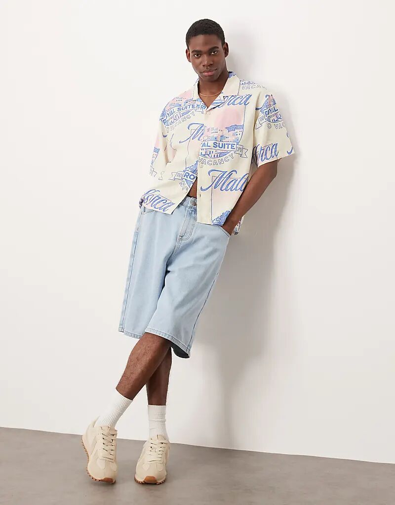 Рубашка с короткими рукавами Cotton On Cabana с кремовым принтом «Майорка»
Рубашка с короткими рукавами Cotton On Cabana с кремовым принтом «Майорка»