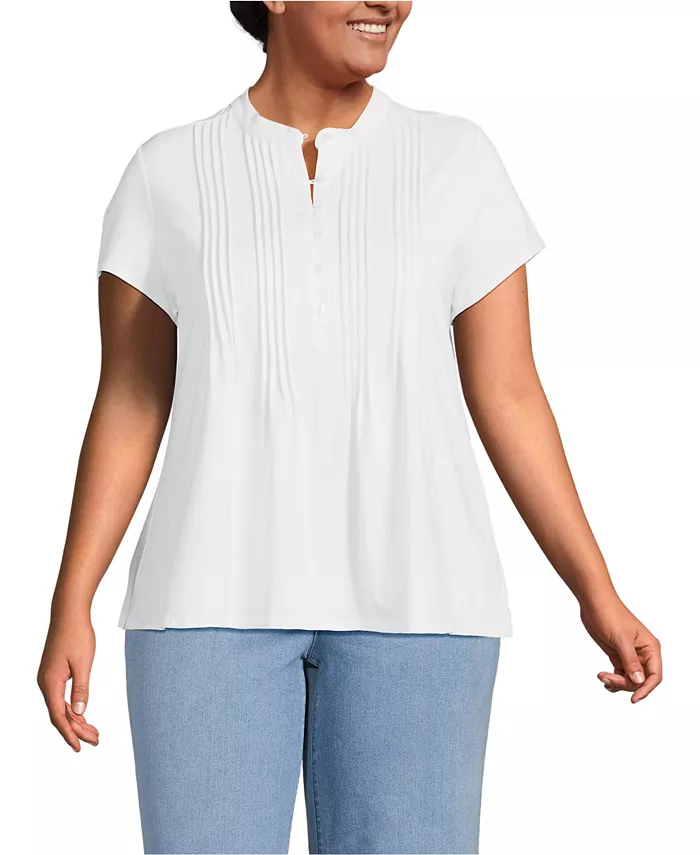 Легкий трикотажный топ с защипами на пуговицах больших размеров Lands' End, белый
Легкий трикотажный топ с защипами на пуговицах больших размеров Lands' End, белый