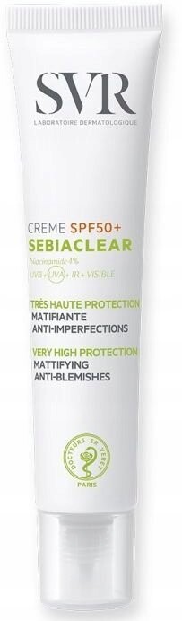 Svr Sebiaclear Защитный матирующий крем Spf50+ UVA
Svr Sebiaclear Защитный матирующий крем Spf50+ UVA