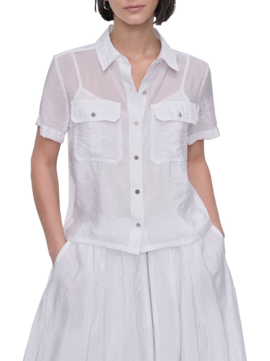 Рубашка из поплина с полупрозрачной отделкой DKNY, белый
Рубашка из поплина с полупрозрачной отделкой DKNY, белый