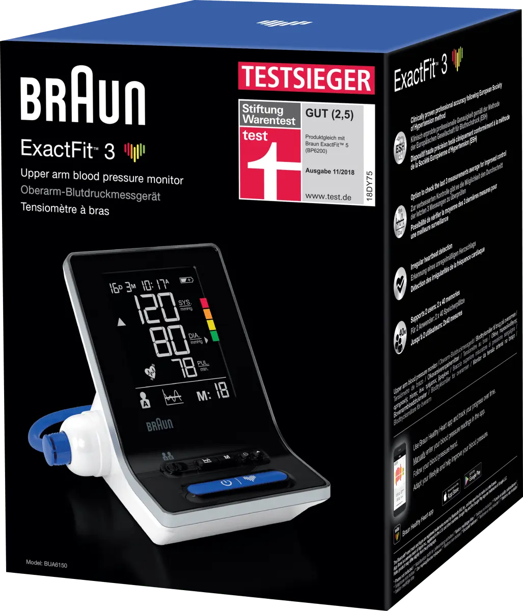 Тонометр ExactFit 3 BUA6150 на плече 1 шт. Braun
Тонометр ExactFit 3 BUA6150 на плече 1 шт. Braun