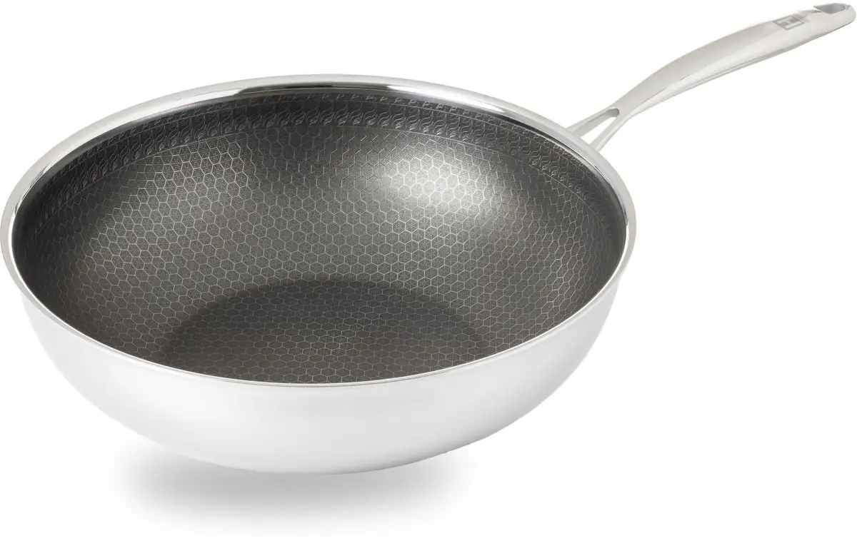 HENSSLERS Wok, нержавеющая сталь, (1 шт.), 3-слойный материал, сотовая структура и антипригарное покрытие, индукция Ø 28 см + высота 12,5 см., цвет edelstahlfarben
HENSSLERS Wok, нержавеющая сталь, (1 шт.), 3-слойный материал, сотовая структура и антипригарное покрытие, индукция Ø 28 см + высота 12,5 см., цвет edelstahlfarben