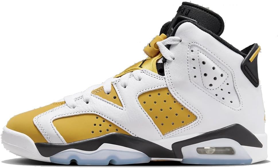 Кроссовки Nike Jordan 6 Retro для мальчиков, белый/черный/желтый
Кроссовки Nike Jordan 6 Retro для мальчиков, белый/черный/желтый