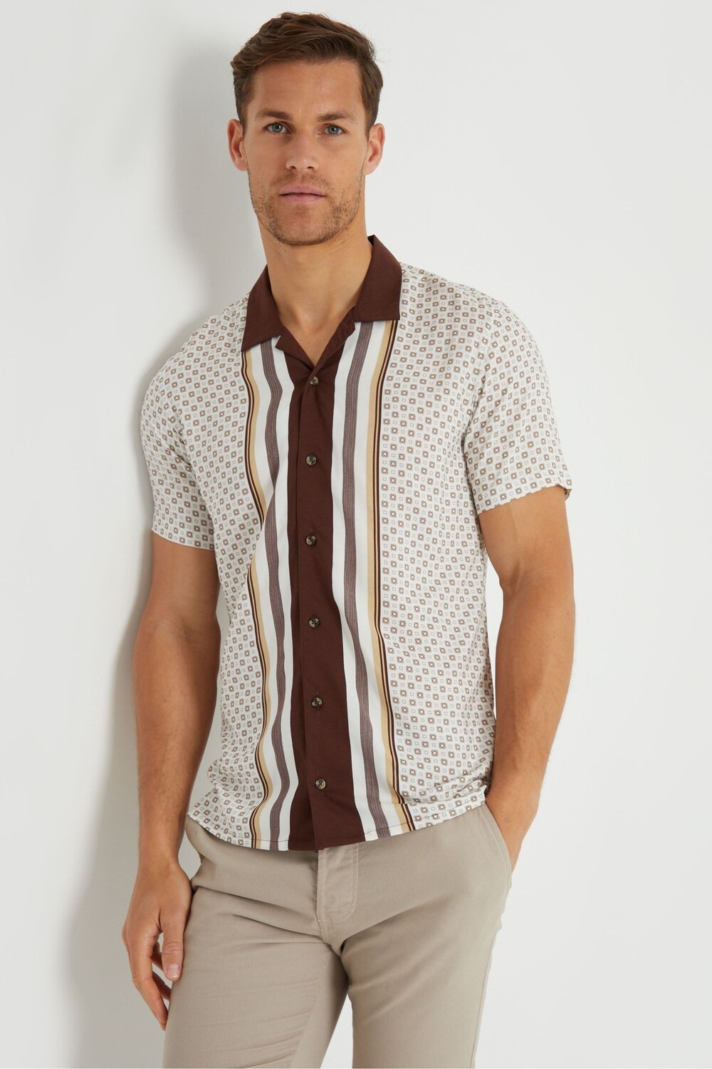 Рубашка из 100% хлопка с коротким рукавом и принтом Revere Threadbare, коричневый
Рубашка из 100% хлопка с коротким рукавом и принтом Revere Threadbare, коричневый