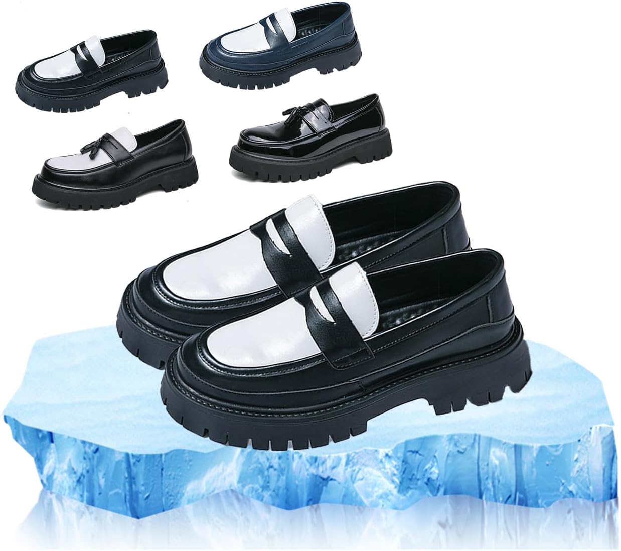 Мужские кожаные лоферы на платформе с бахромой, без шнуровки, с противоскользящей подошвой, низкие, с круглым носком, массивные модели с монеткой, модные для делового и повседневного стиля, выпускного вечера и вечеринок Generic, белый/черный
Мужские кожаные лоферы на платформе с бахромой, без шнуровки, с противоскользящей подошвой, низкие, с круглым носком, массивные модели с монеткой, модные для делового и повседневного стиля, выпускного вечера и вечеринок Generic, белый/черный