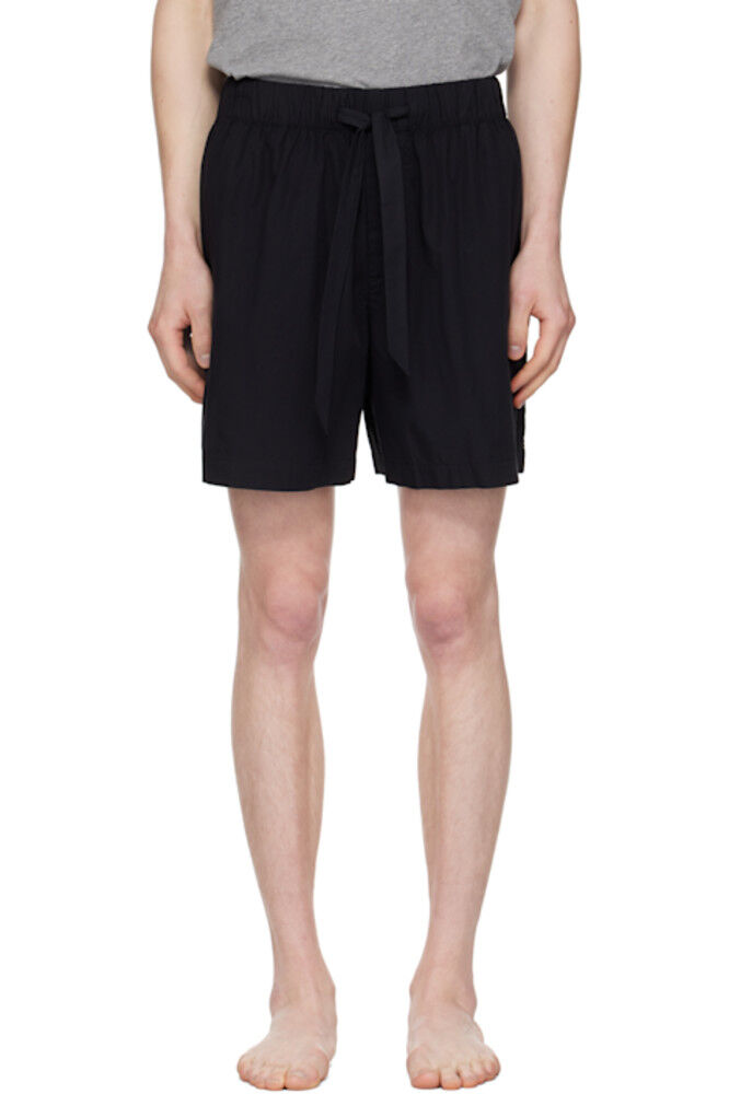 Пижамные шорты из черного поплина Tekla 
Пижамные шорты из черного поплина Tekla