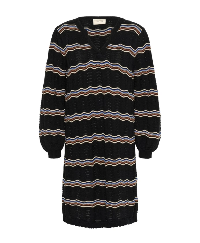 Вязаное платье в волнистую полоску Cream, черный
Вязаное платье в волнистую полоску Cream, черный