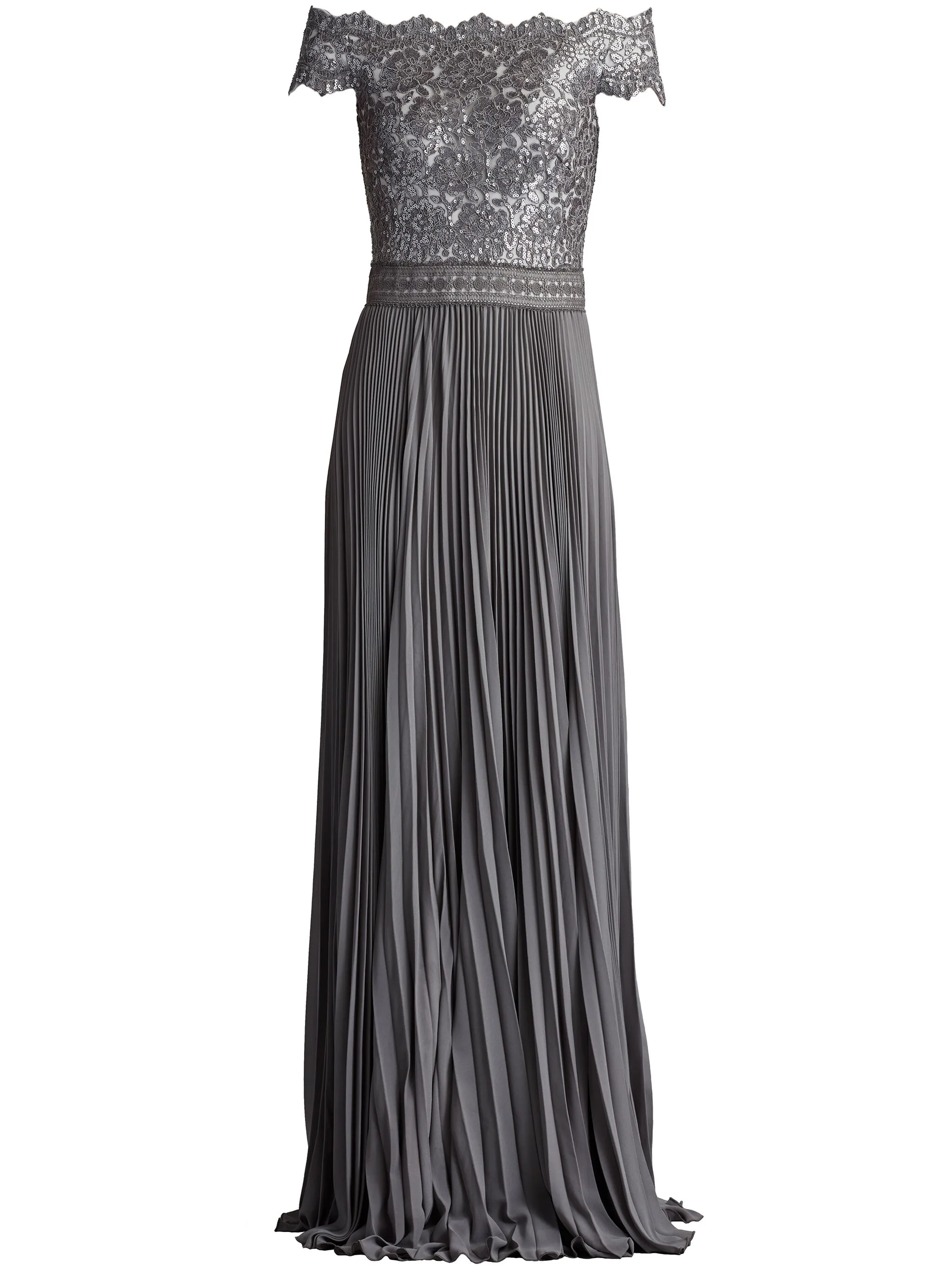 Кружевное платье макси Tadashi Shoji, серебристый
Кружевное платье макси Tadashi Shoji, серебристый