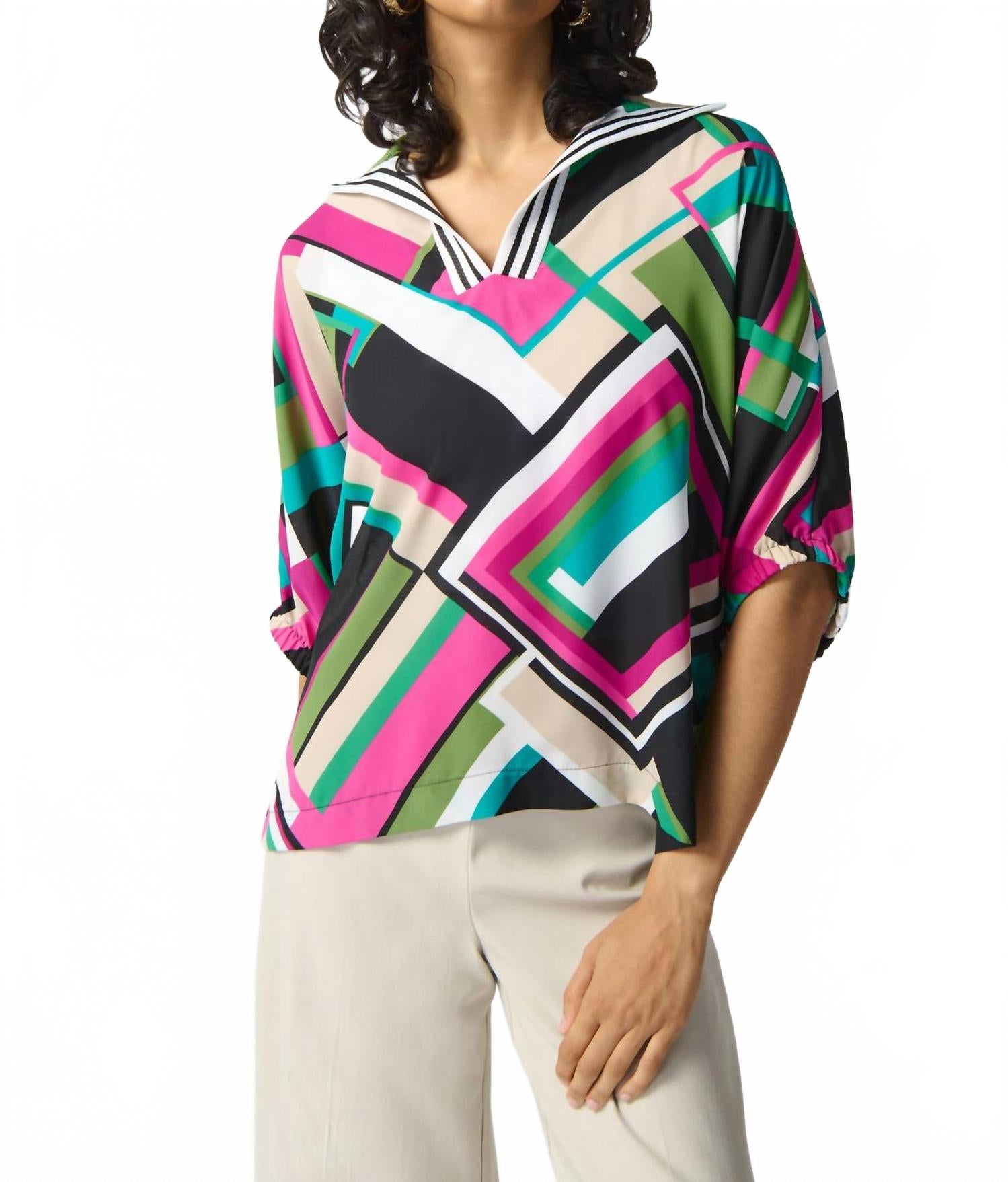 Геометрический принт топ в черном/мульти Joseph Ribkoff
Геометрический принт топ в черном/мульти Joseph Ribkoff