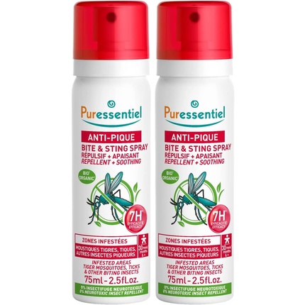 Спрей от укусов и успокоения 2x75 мл - Упаковка из 2 шт Puressentiel
Спрей от укусов и успокоения 2x75 мл - Упаковка из 2 шт Puressentiel