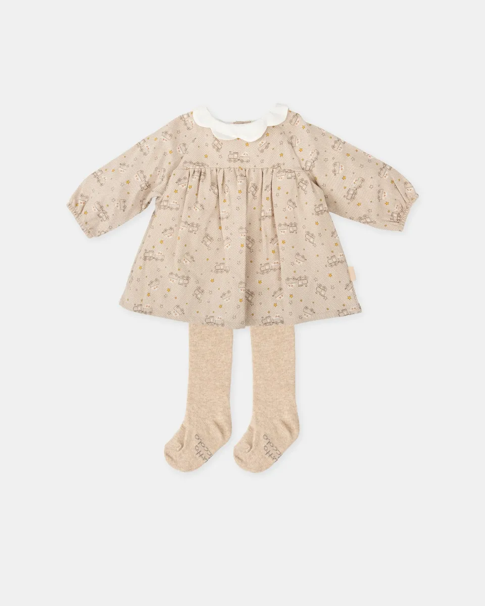 Комплект для малыша: платье с поездами, шортики и колготки Tutto Piccolo, светло-коричневый
Комплект для малыша: платье с поездами, шортики и колготки Tutto Piccolo, светло-коричневый