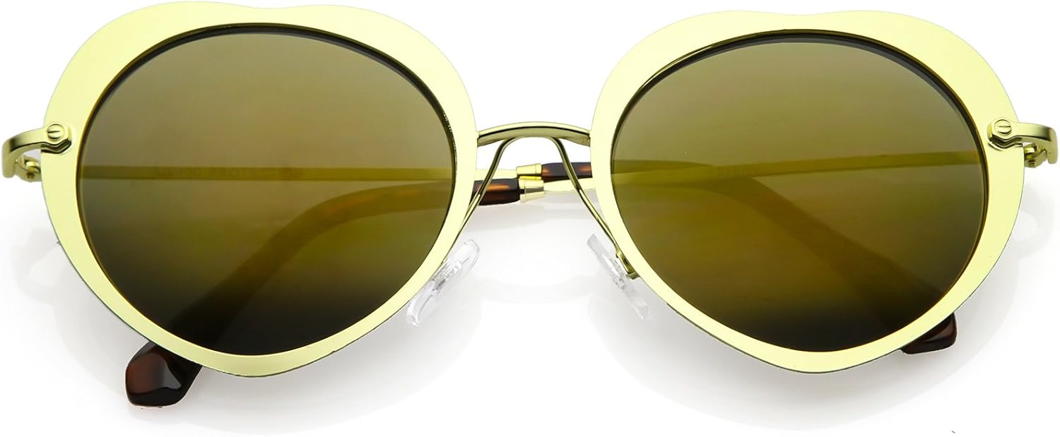 Уникальные женские солнцезащитные очки zeroUV с тонкими металлическими дужками, круглыми зеркальными линзами и оправой в форме сердца, диаметр линз 54 мм, Gold / Gold Mirror
Уникальные женские солнцезащитные очки zeroUV с тонкими металлическими дужками, круглыми зеркальными линзами и оправой в форме сердца, диаметр линз 54 мм, Gold / Gold Mirror