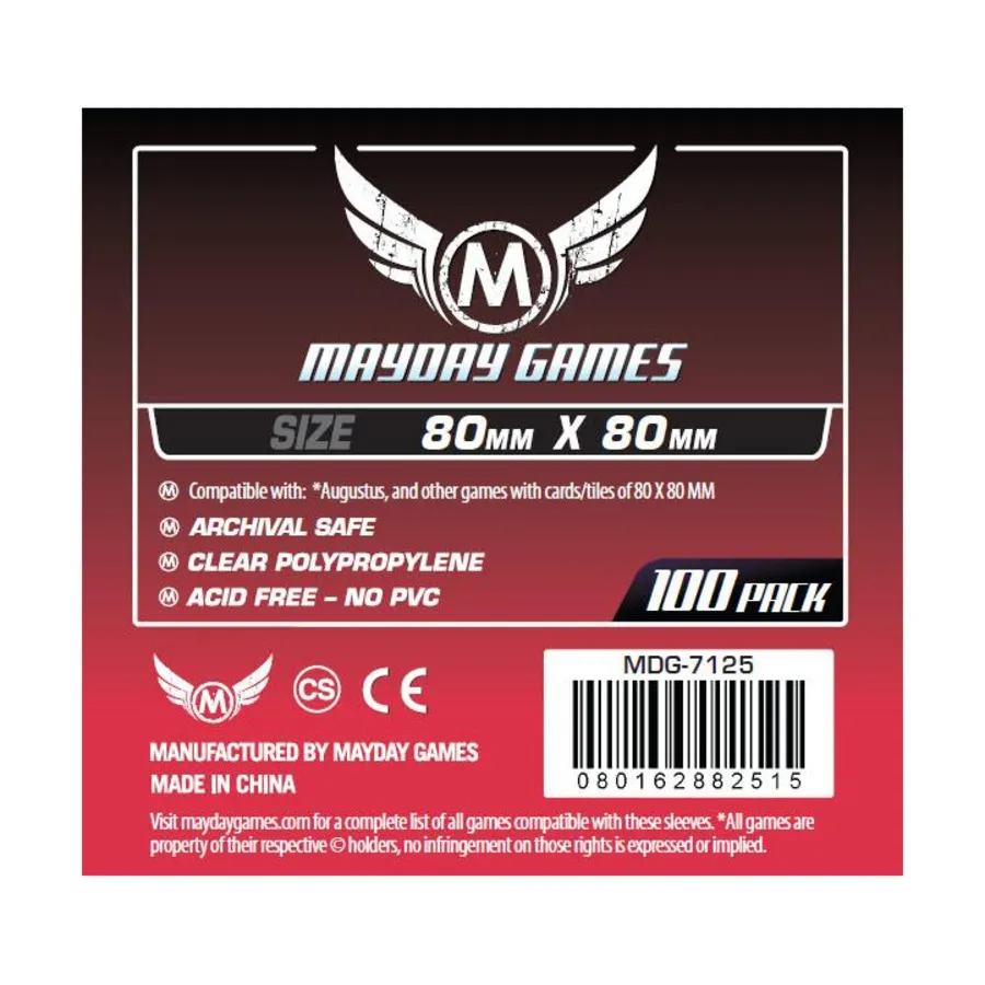 Стандартные конверты для карточек — 80 x 80 мм (10 упаковок по 100 шт.), Board Game Sleeves (Mayday Games)
Стандартные конверты для карточек — 80 x 80 мм (10 упаковок по 100 шт.), Board Game Sleeves (Mayday Games)