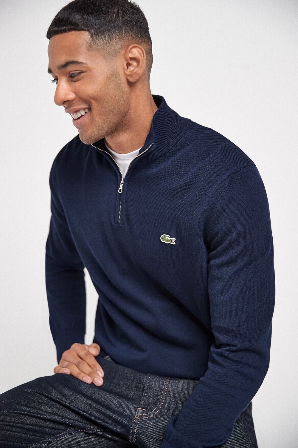 Хлопковый свитер темно-синего цвета на короткой молнии Lacoste, синий
Хлопковый свитер темно-синего цвета на короткой молнии Lacoste, синий