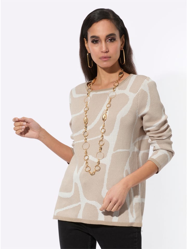 Жаккардовый свитер с бежевым узором creation L
Жаккардовый свитер с бежевым узором creation L