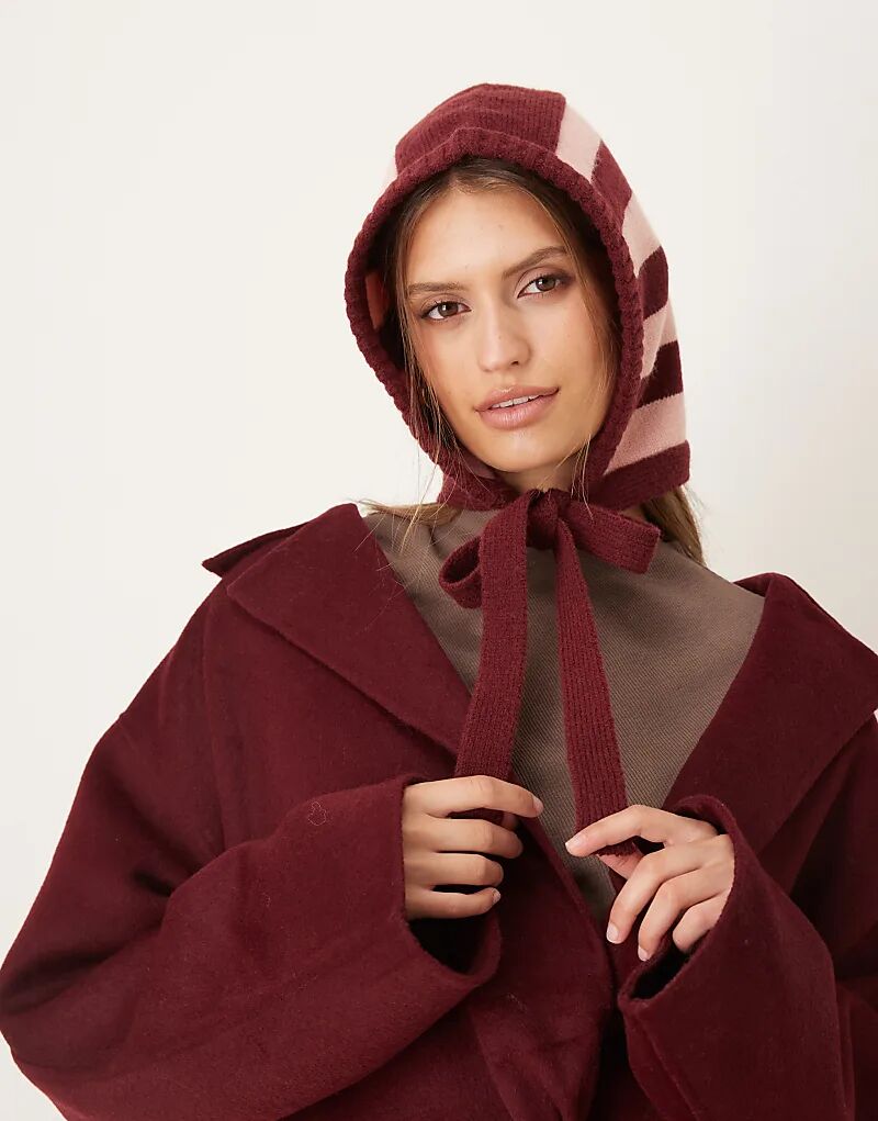 Вязаный чепчик в полоску от My Accessories в розово-бордовых тонах
Вязаный чепчик в полоску от My Accessories в розово-бордовых тонах