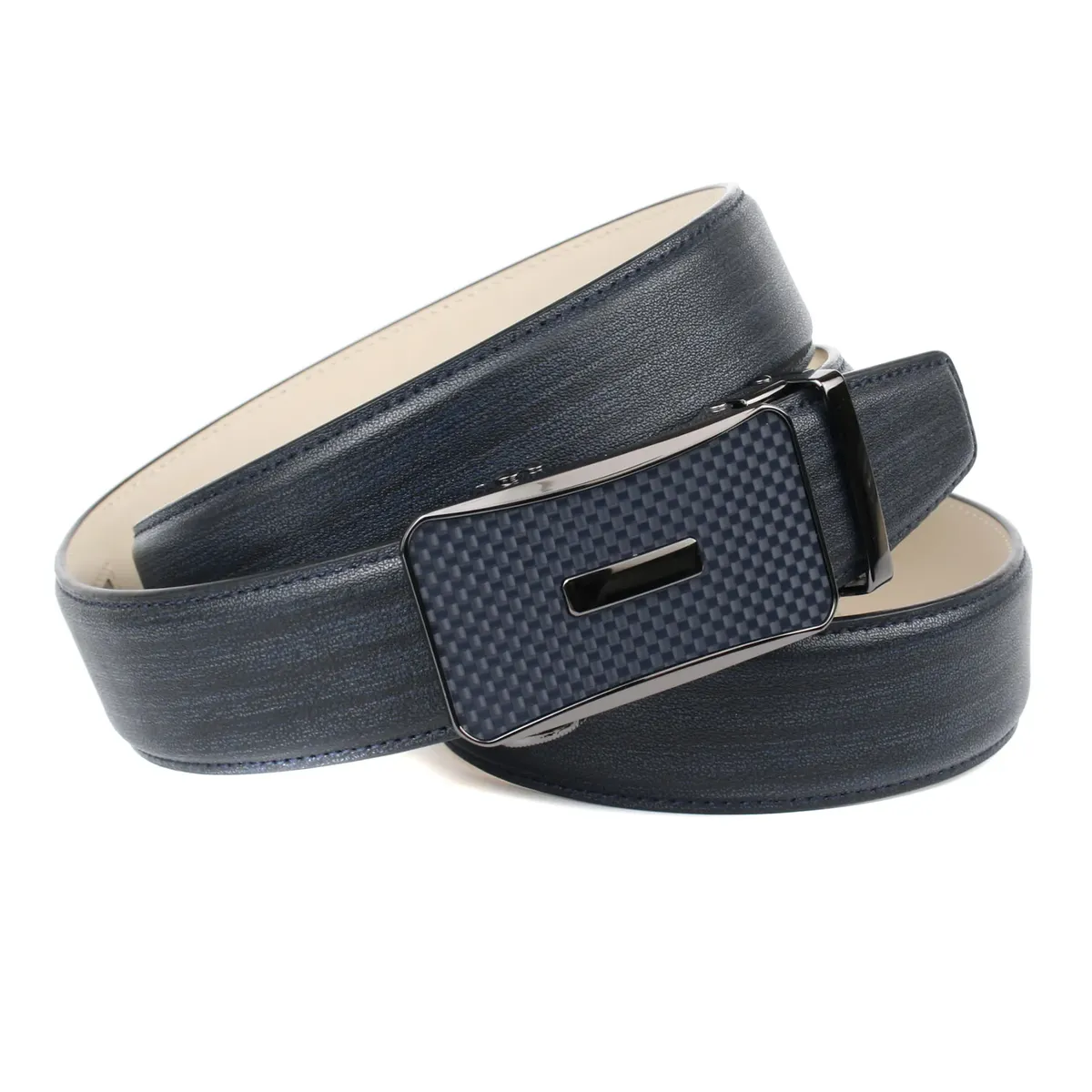 Темно-синий кожаный ремень Anthoni Crown с карбоновой застежкой, синий
Темно-синий кожаный ремень Anthoni Crown с карбоновой застежкой, синий