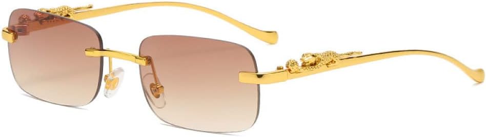 Солнцезащитные очки без оправы, прямоугольные, винтажные, металлические, с изображением головы леопарда, модные, без оправы, тонированные, для женщин и мужчин. 2027 год MTZJH, Gold Tea
Солнцезащитные очки без оправы, прямоугольные, винтажные, металлические, с изображением головы леопарда, модные, без оправы, тонированные, для женщин и мужчин. 2027 год MTZJH, Gold Tea