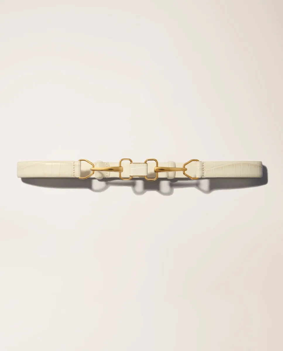 Женский кожаный ремень с маленькой пряжкой Maje, белый
Женский кожаный ремень с маленькой пряжкой Maje, белый