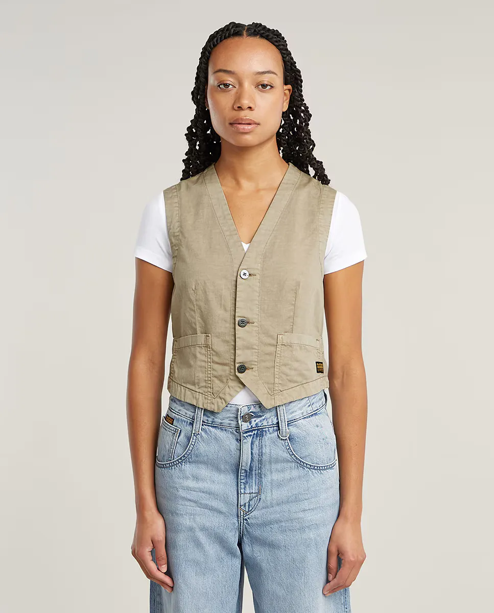 Женский короткий жилет на пуговицах G-Star, цвет Kaki
Женский короткий жилет на пуговицах G-Star, цвет Kaki