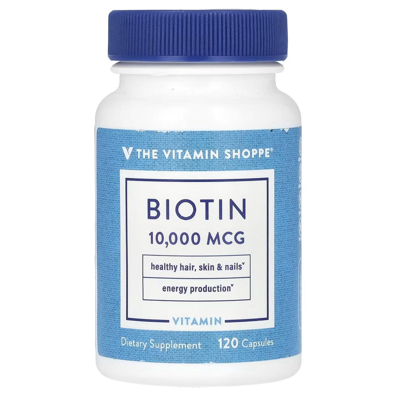 Биотин, 10 000 мкг, 120 капсул The Vitamin Shoppe
Биотин, 10 000 мкг, 120 капсул The Vitamin Shoppe