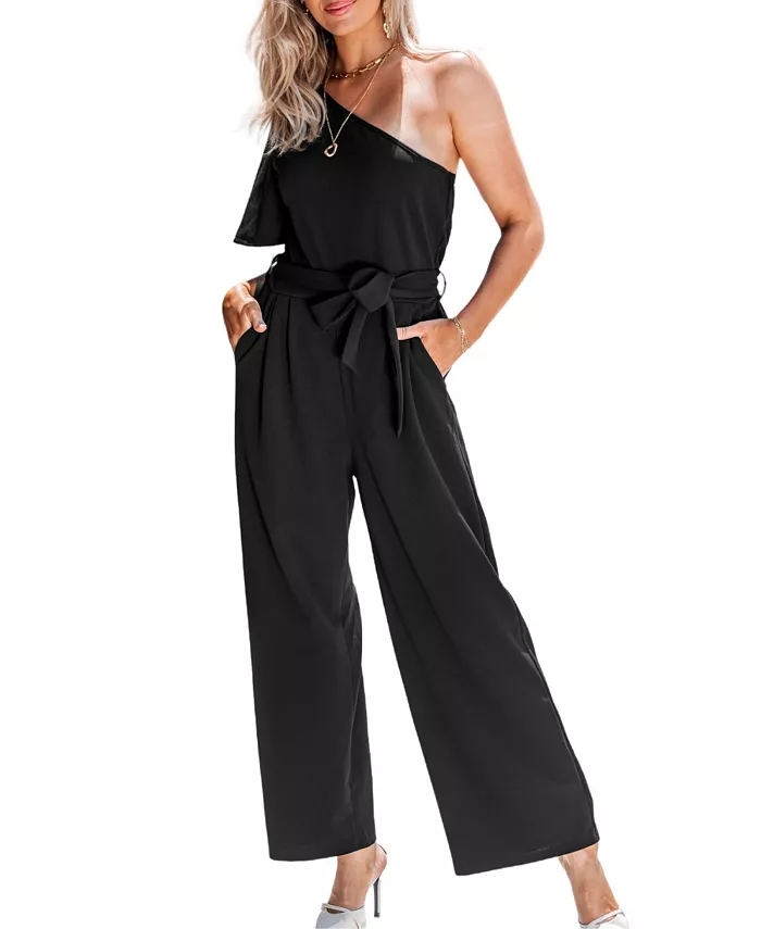 Женский комбинезон с одним плечом, поясом и широкими штанинами Cupshe, черный
Женский комбинезон с одним плечом, поясом и широкими штанинами Cupshe, черный