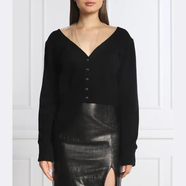 Укороченный кардиган объемного кроя с добавлением шерсти Pinko, черный
Укороченный кардиган объемного кроя с добавлением шерсти Pinko, черный