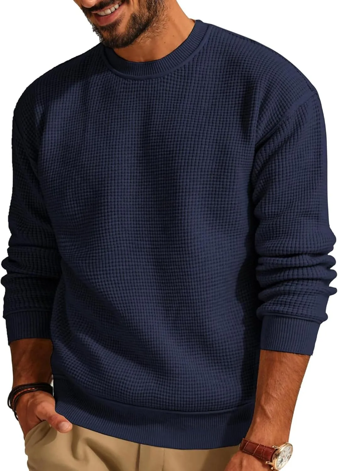 Мужской свитер Pullover, Waffle Textured с длинным рукавом для осени и зимы Dressnu
Мужской свитер Pullover, Waffle Textured с длинным рукавом для осени и зимы Dressnu