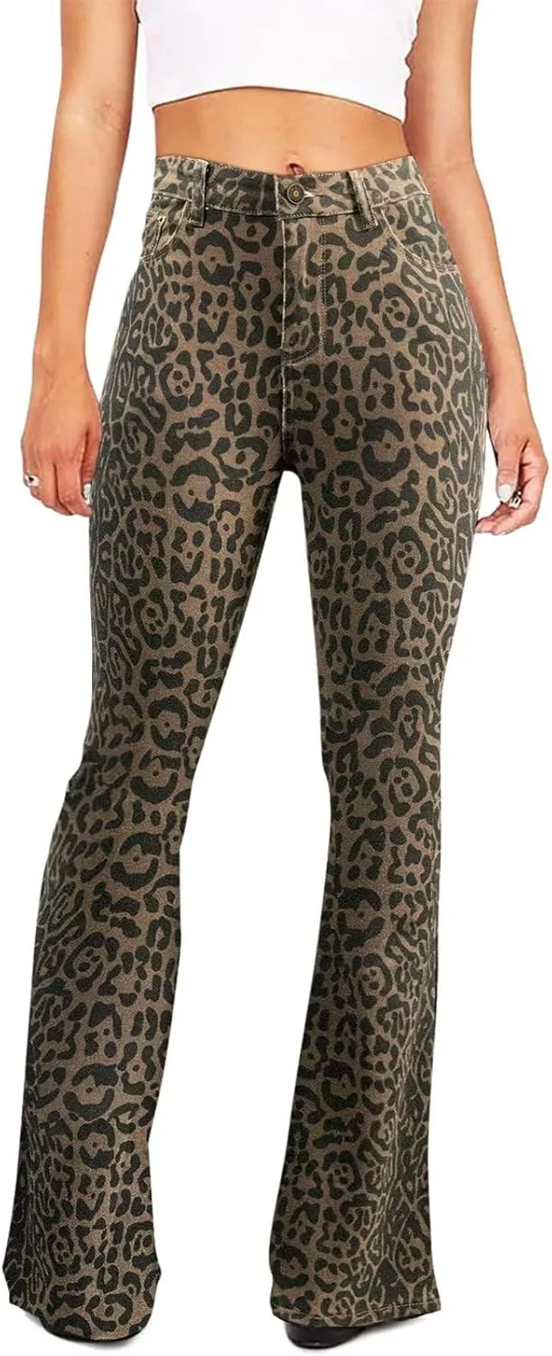 Женские джинсы KDF с леопардовым принтом, завышенная талия и расклешенный низ
Женские джинсы KDF с леопардовым принтом, завышенная талия и расклешенный низ
