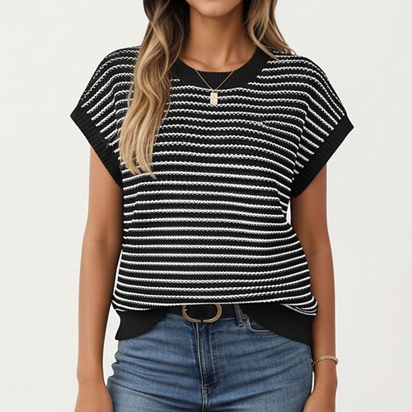 Топ с полосками, вязаный, с рукавами-колокольчиками, резинкой и свободным кроем Anna-Kaci, Black
Топ с полосками, вязаный, с рукавами-колокольчиками, резинкой и свободным кроем Anna-Kaci, Black