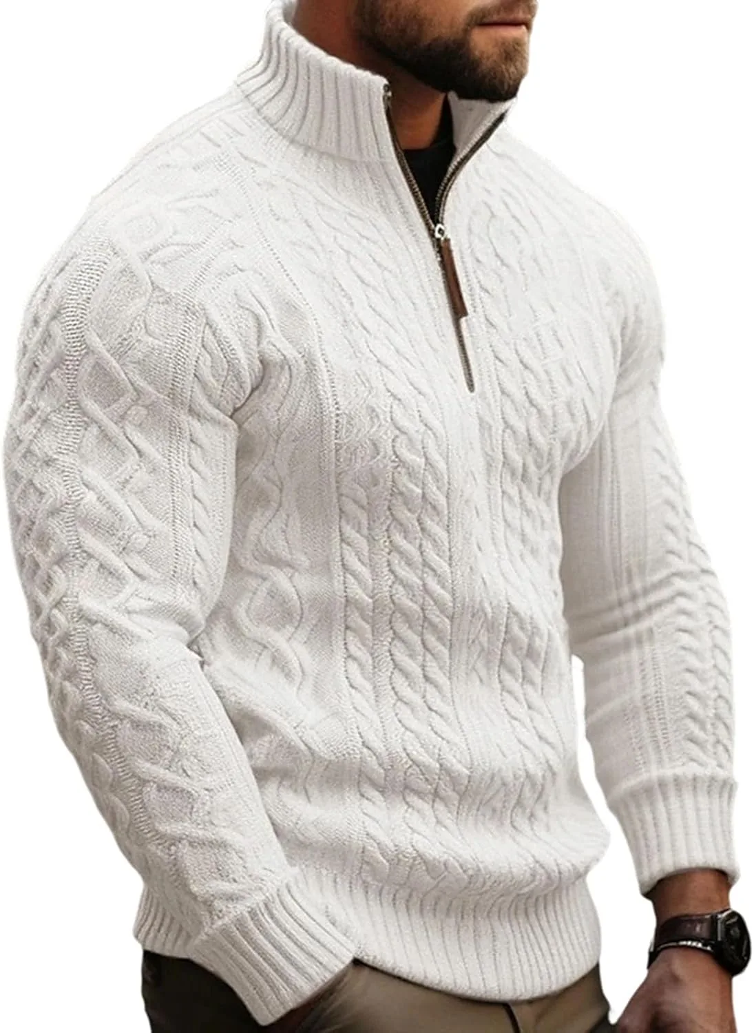 Мужской свитер-полузип с длинным рукавом и воротником-стойкой DJFODJ
Мужской свитер-полузип с длинным рукавом и воротником-стойкой DJFODJ