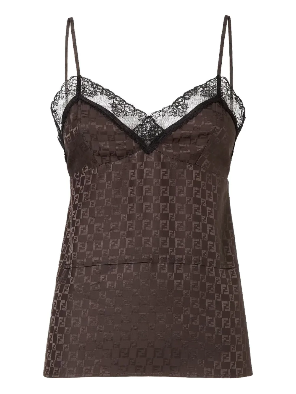 Жаккардовый топ с кружевом и логотипом FF FENDI, коричневый
Жаккардовый топ с кружевом и логотипом FF FENDI, коричневый