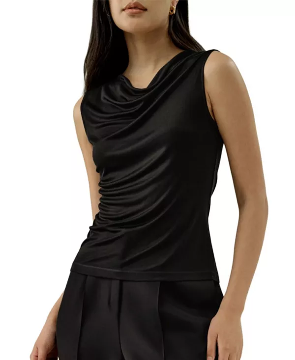 Шелковый трикотажный топ без рукавов с воротником-хомутом Lilysilk, черный
Шелковый трикотажный топ без рукавов с воротником-хомутом Lilysilk, черный