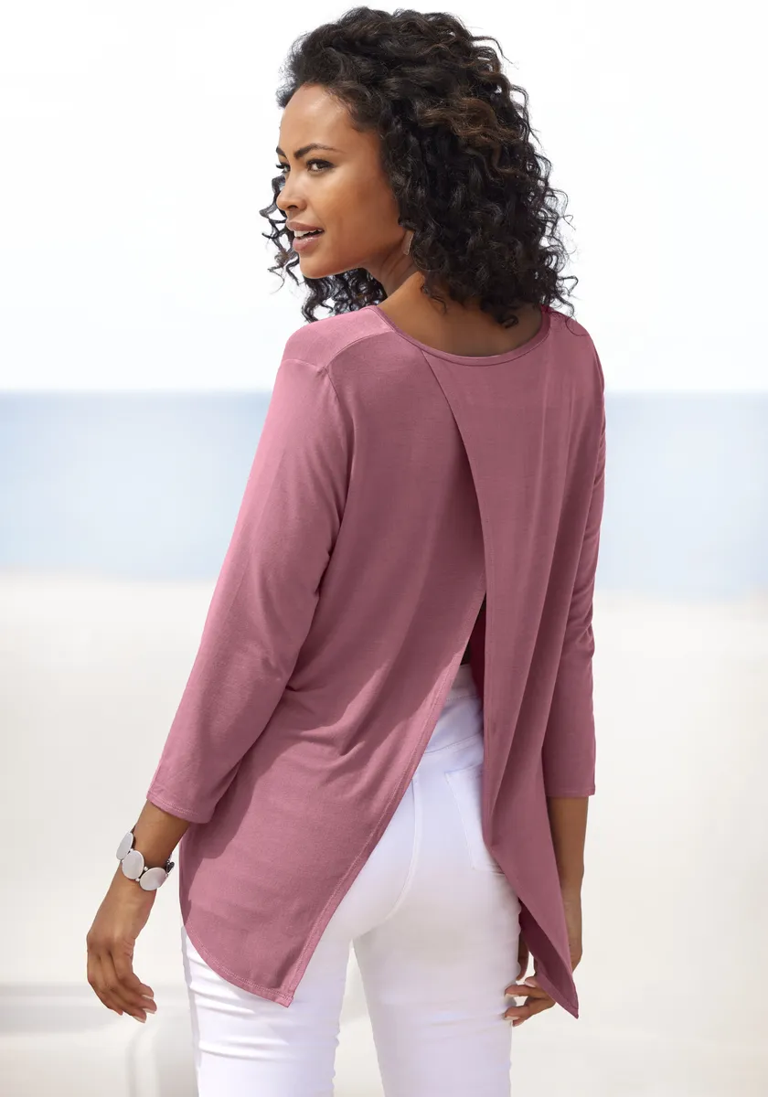 LASCANA лонгслив, с модным разрезом сзади, цвет Beere
LASCANA лонгслив, с модным разрезом сзади, цвет Beere