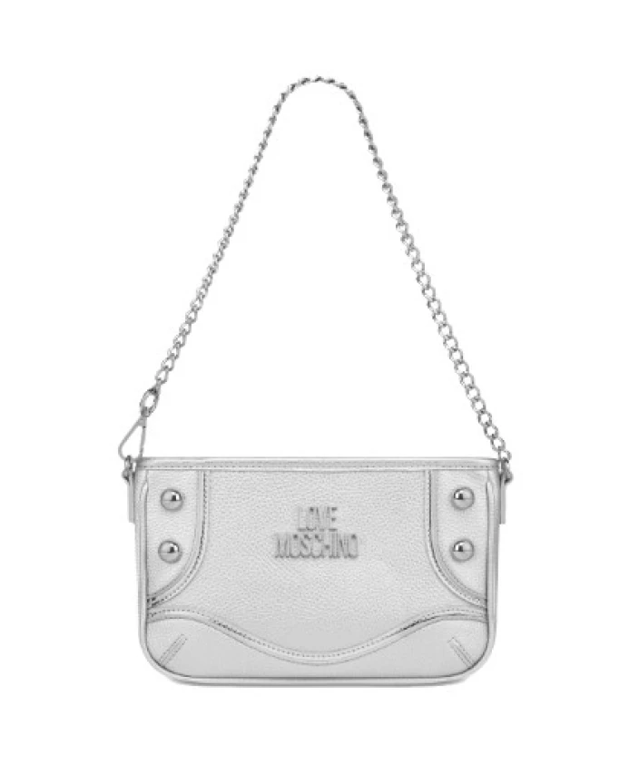 Серебряная сумочка с металлическими деталями Love Moschino, серый
Серебряная сумочка с металлическими деталями Love Moschino, серый