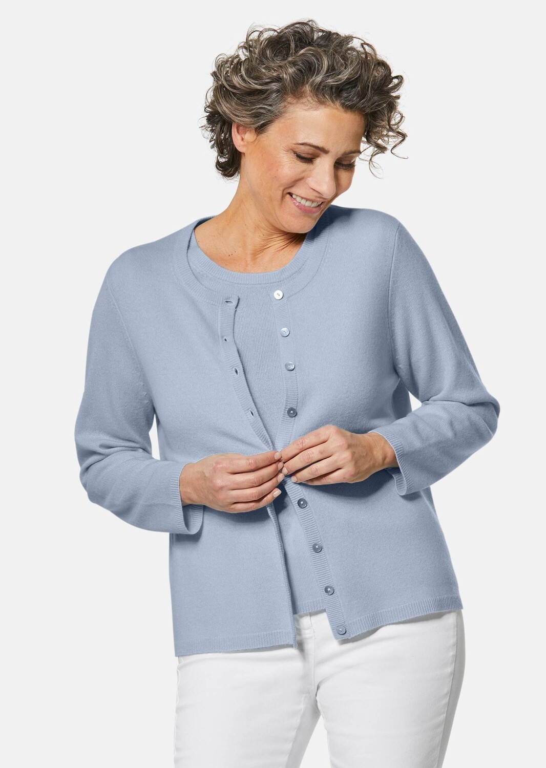 Кардиган GOLDNER Kaschmirstrickjacke mit Rundhalsausschnitt, светло-синий
Кардиган GOLDNER Kaschmirstrickjacke mit Rundhalsausschnitt, светло-синий