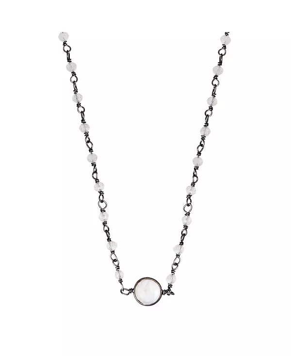 Ожерелье из лабрадорита с лунным камнем в центре, серебро 925 пробы с черным родием Adornia Fine, black-green-white
Ожерелье из лабрадорита с лунным камнем в центре, серебро 925 пробы с черным родием Adornia Fine, black-green-white