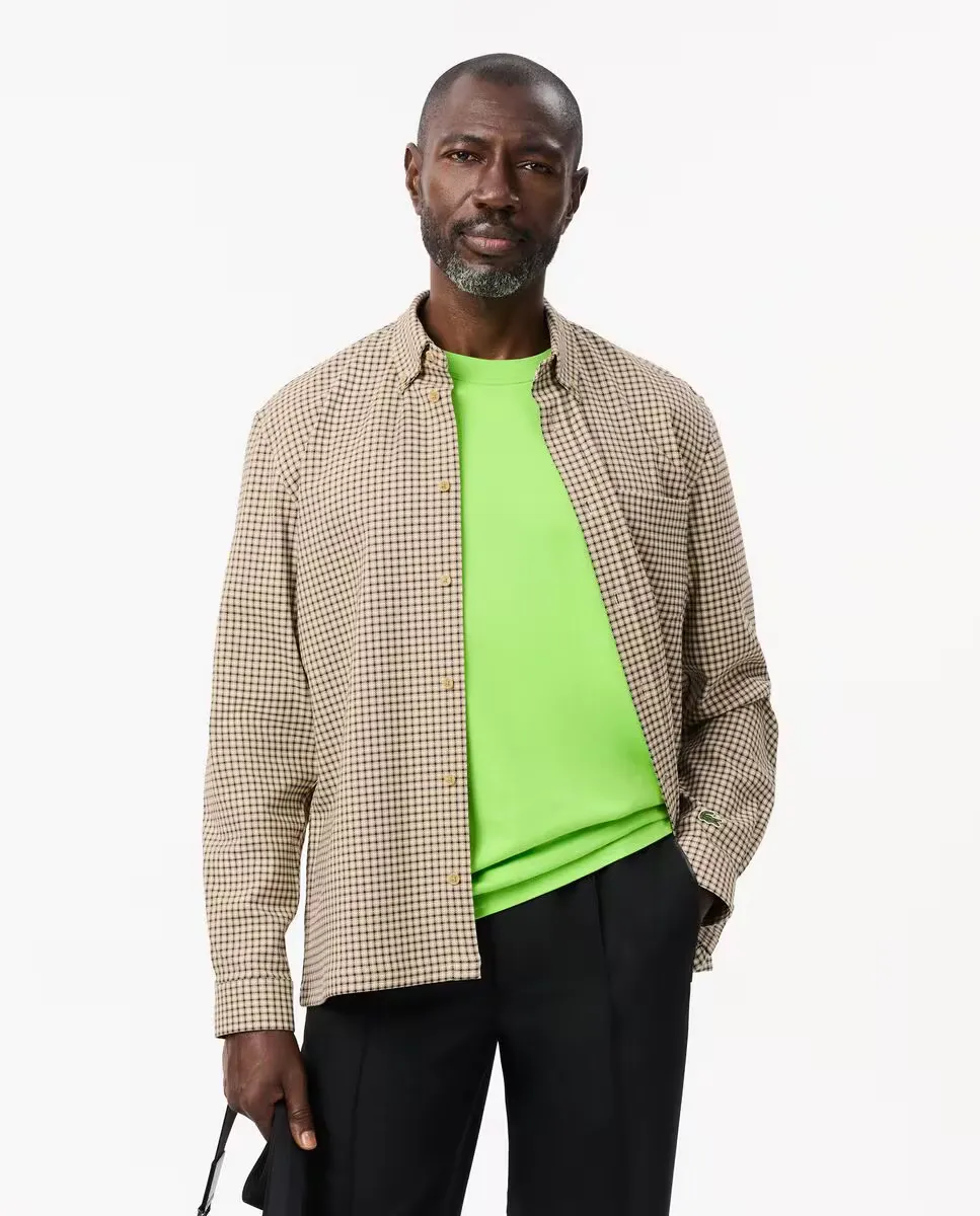 Мужская коричневая рубашка в клетку из смесового хлопка Lacoste, бежевый
Мужская коричневая рубашка в клетку из смесового хлопка Lacoste, бежевый