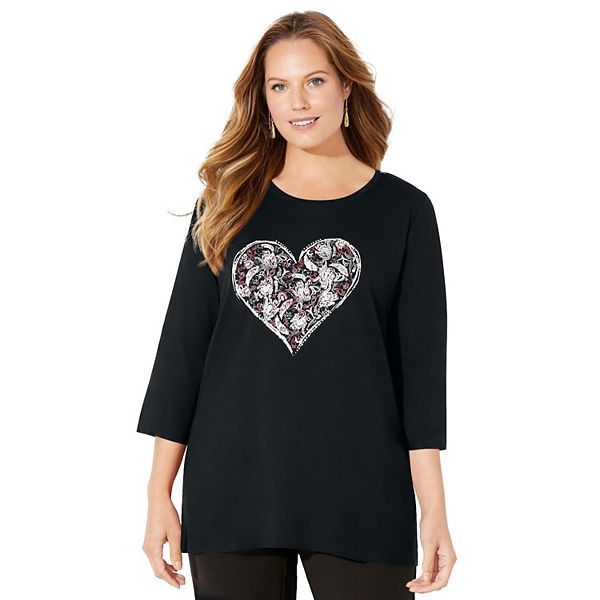 Женская футболка с блестками и принтом Plus Size Catherines, Black Paisley Heart, Черный, Женская футболка с блестками и принтом Plus Size Catherines, Black Paisley Heart
Женская футболка с блестками и принтом Plus Size Catherines, Black Paisley Heart, Черный, Женская футболка с блестками и принтом Plus Size Catherines, Black Paisley Heart