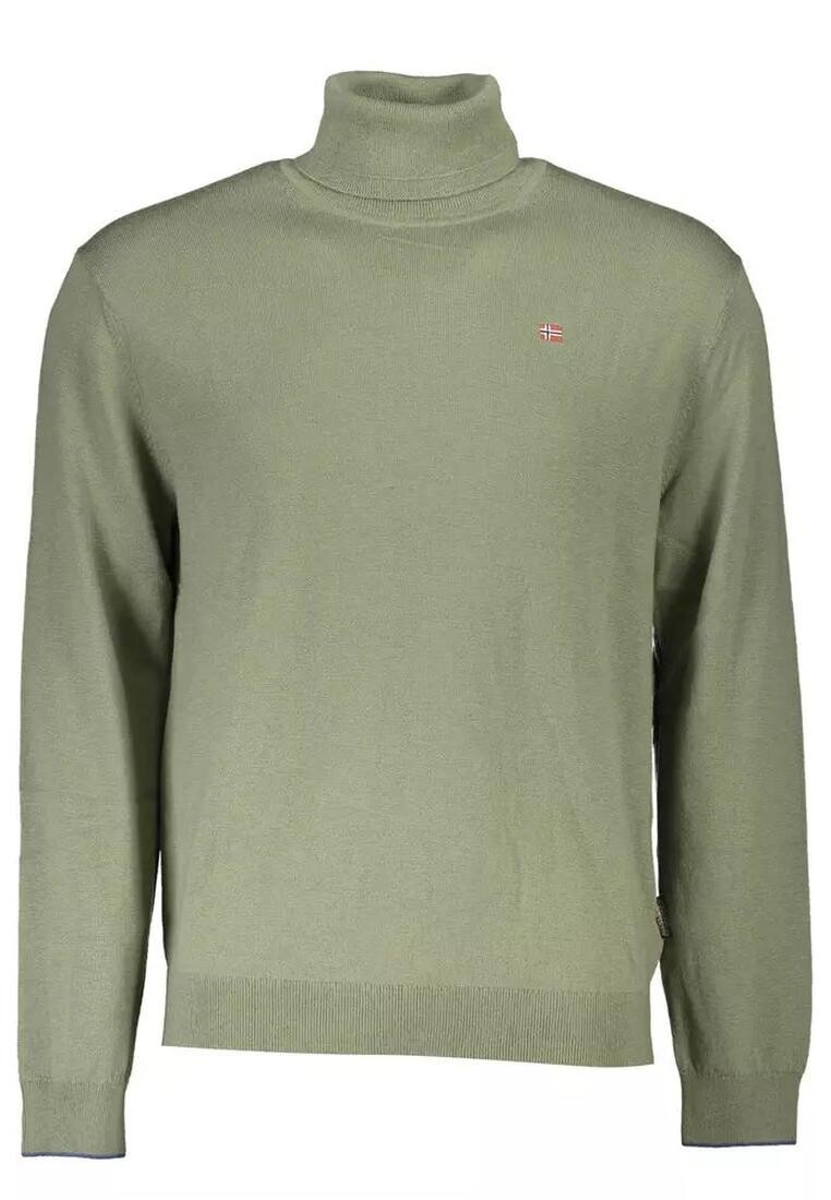 Шерстяной свитер с высоким воротником и вышивкой Napapijri, зеленый 
Шерстяной свитер с высоким воротником и вышивкой Napapijri, зеленый