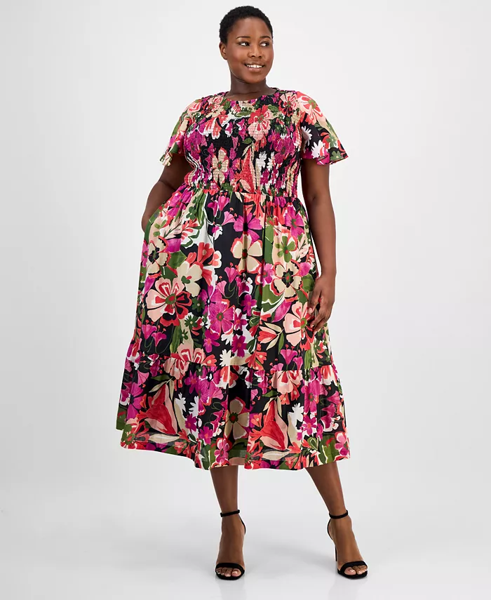 Платье миди больших размеров с цветочным принтом и сборками Anne Klein, черный
Платье миди больших размеров с цветочным принтом и сборками Anne Klein, черный