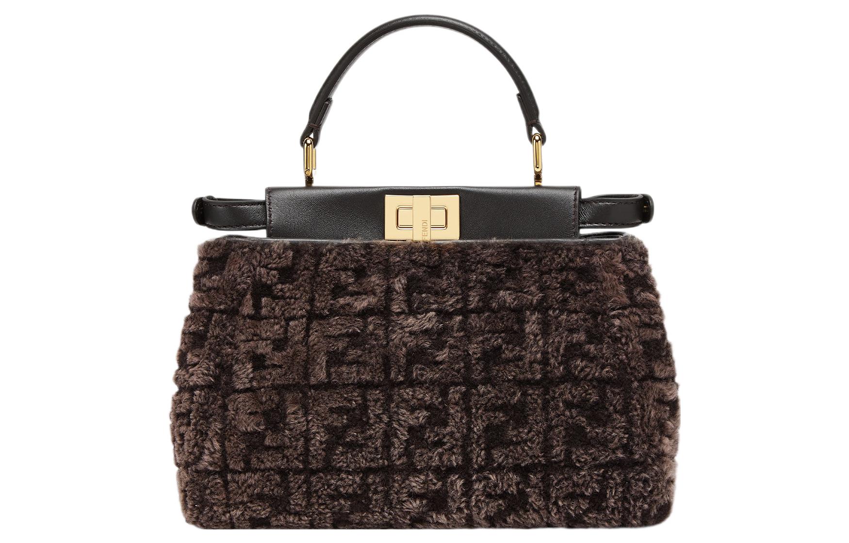 FENDI Peekaboo из овчины с ягнячьей кожей, наплечная сумка, кроссбоди, мини-клатч, женская, brown
FENDI Peekaboo из овчины с ягнячьей кожей, наплечная сумка, кроссбоди, мини-клатч, женская, brown