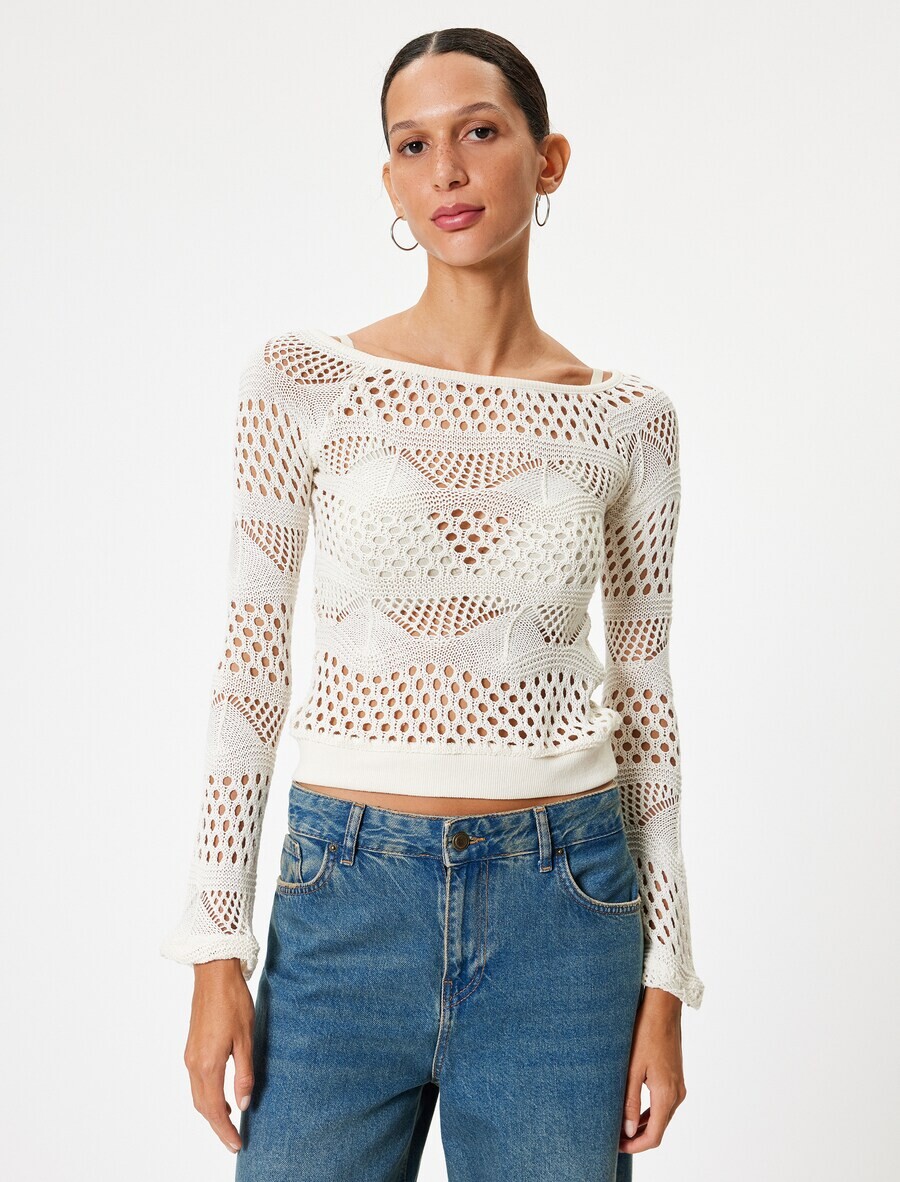 Тонкий вязаный свитер Koton Sweater, экрю
Тонкий вязаный свитер Koton Sweater, экрю
